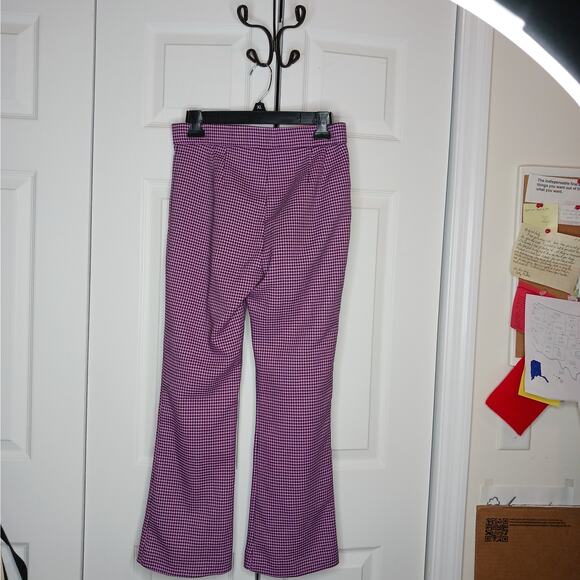 Zara Purple Checkered Flare Pants - Picture 3 of 7